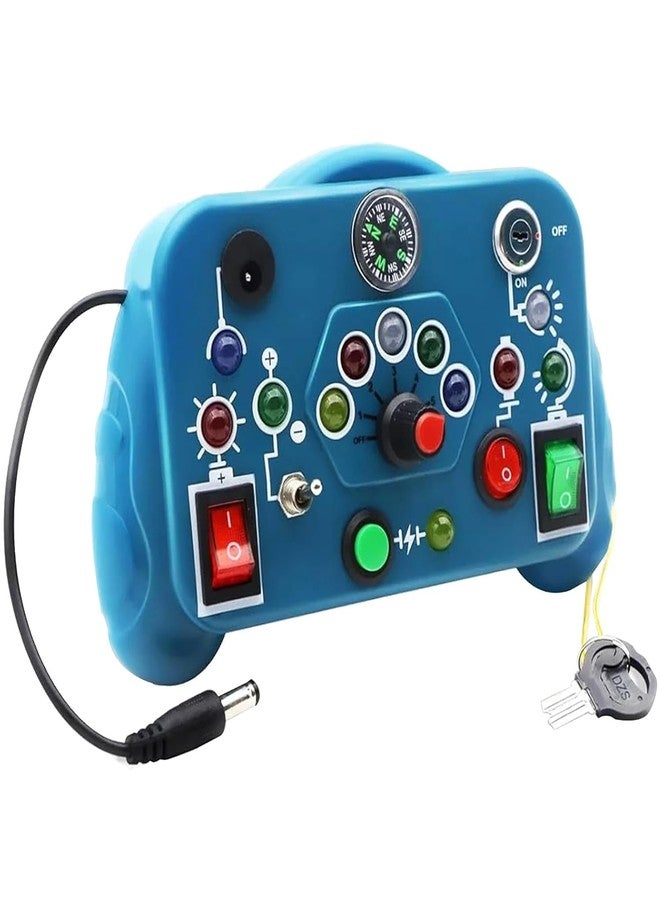 Chocozone Montessori Busy Board with Led Lights Travel Friendly Educational Gaming Console Preschool Toys for Kids Busy Board for Toddlers 1-3 Years ( Blue) - Image 1